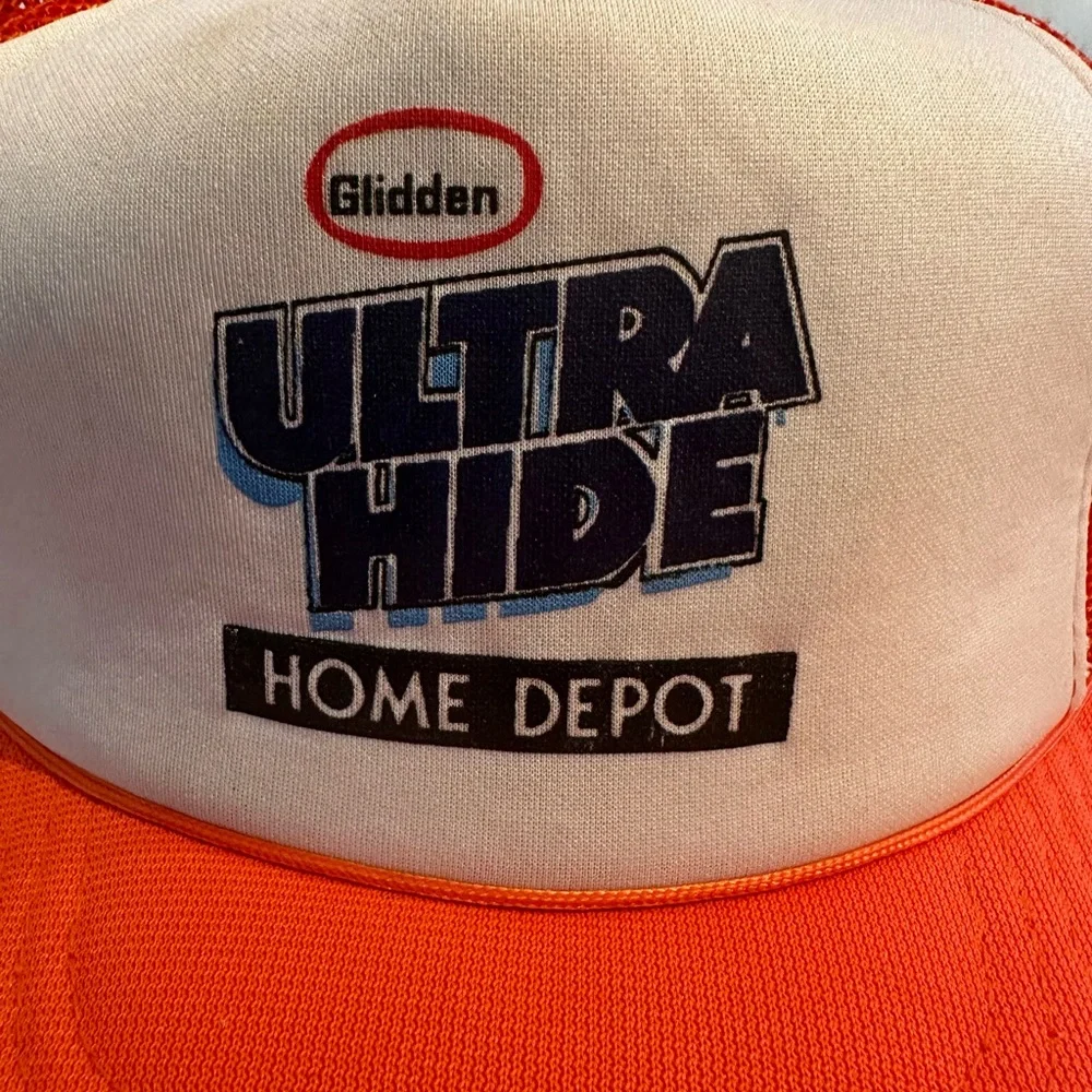 Vintage White and Orange Trucker Party Hat